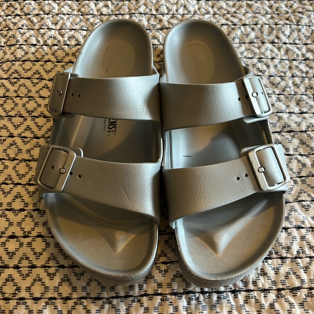 Silver Birkenstock sandals